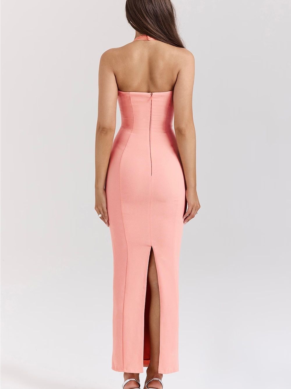 House of CB Peach Halter Plunge Maxi Dress - Picture 3 of 3